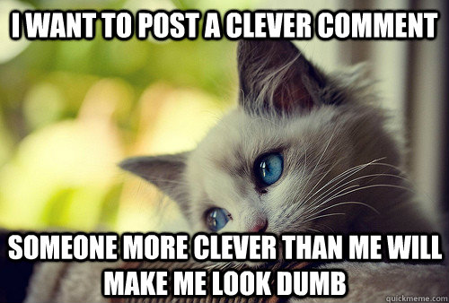 I want to post a clever comment Someone more clever than me will make me look dumb - I want to post a clever comment Someone more clever than me will make me look dumb  First World Cat Problems