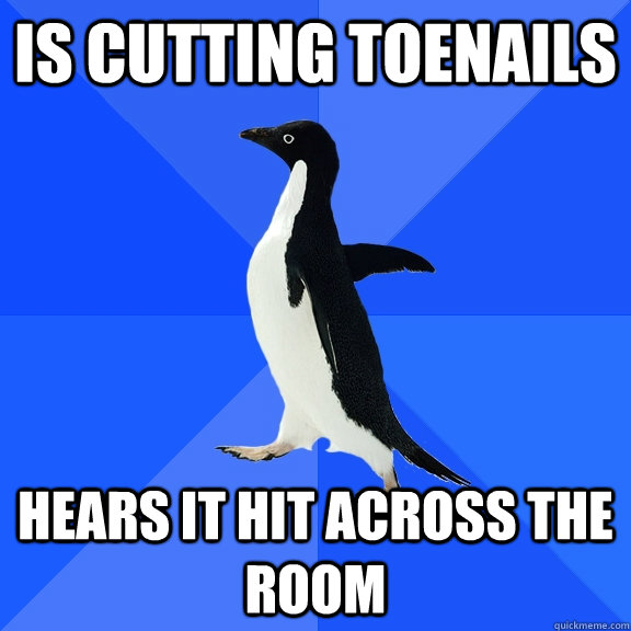 is Cutting toenails hears it hit across the room  Socially Awkward Penguin