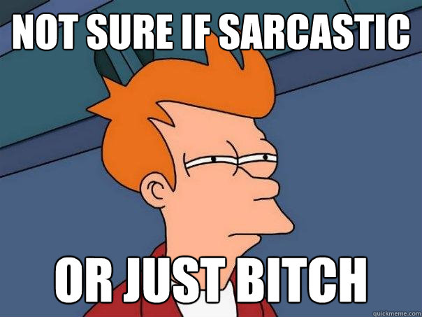 not sure if sarcastic or just bitch  Futurama Fry