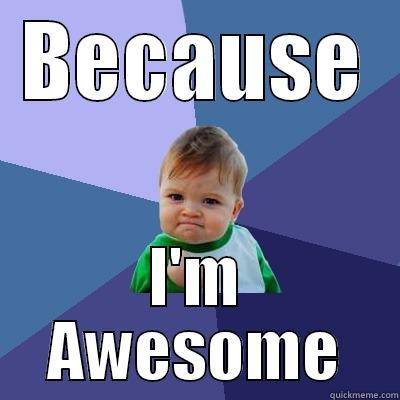 BECAUSE I'M AWESOME Success Kid