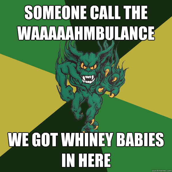 Someone call the Waaaaahmbulance We got whiney babies in here  Green Terror