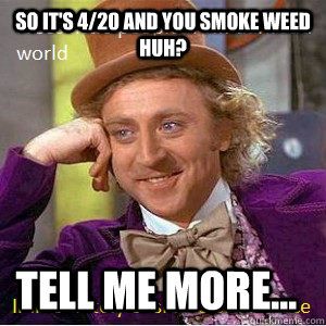 So It's 4/20 And You Smoke Weed Huh? Tell Me More...  Nice Guy Willy Wonka