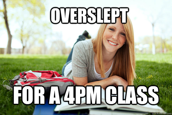 OVERSLEPT FOR A 4PM CLASS  Dumb studying college girl