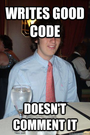 writes good code doesn't comment it  Ok Guy Owen
