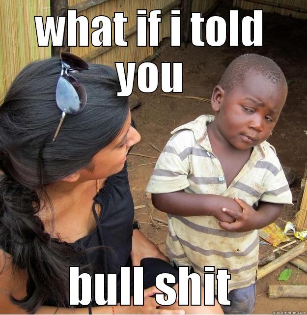 WHAT IF I TOLD YOU BULL SHIT Skeptical Third World Kid