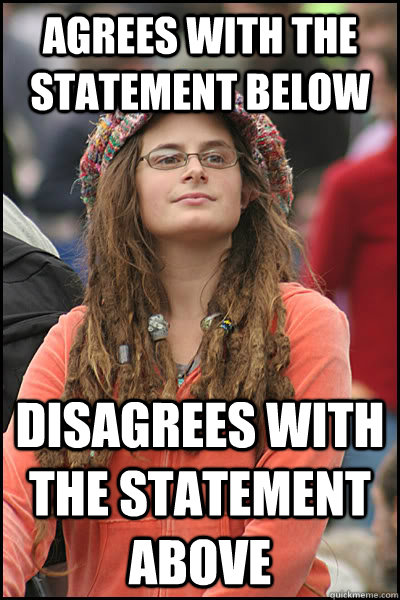 Agrees with the statement below Disagrees with the statement above  College Liberal