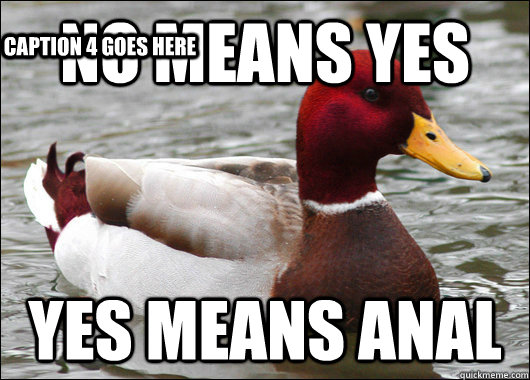 No means yes yes means anal Caption 3 goes here Caption 4 goes here  Malicious Advice Mallard