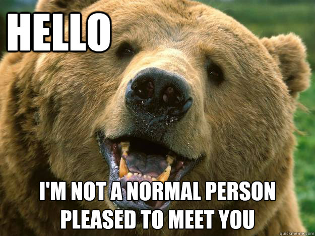 Hello I'm not a normal person
pleased to meet you - Hello I'm not a normal person
pleased to meet you  Introduction Bear