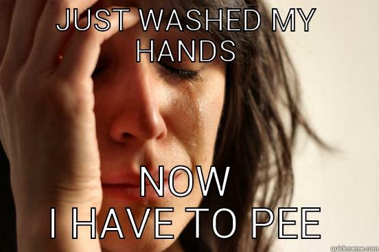 JUST WASHED MY HANDS NOW I HAVE TO PEE First World Problems