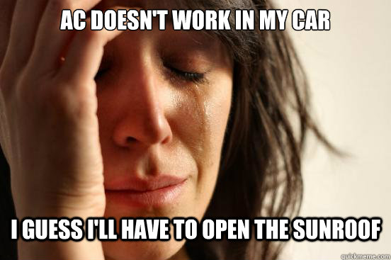 Ac doesn't work in my car I guess I'll have to open the sunroof  First World Problems