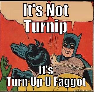 IT'S NOT TURNIP IT'S TURN UP U FAGGOT Slappin Batman