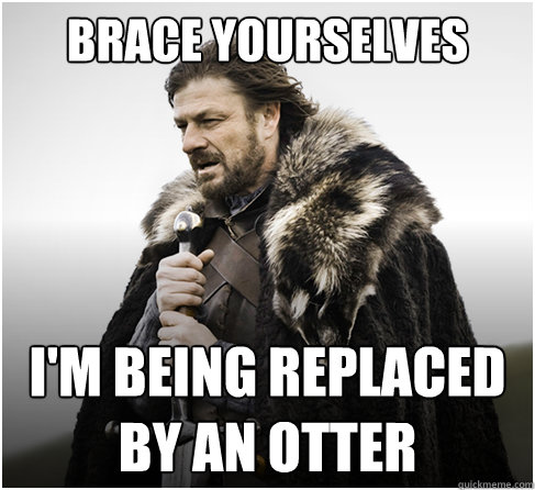 Brace Yourselves i'm being replaced
by an otter  boromirkimjong