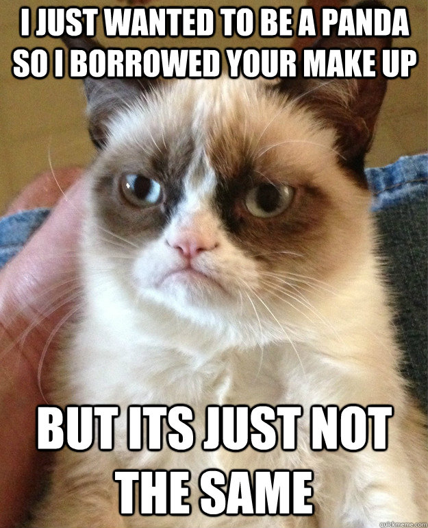 i just wanted to be a panda so i borrowed your make up but its just not the same  Grumpy Cat