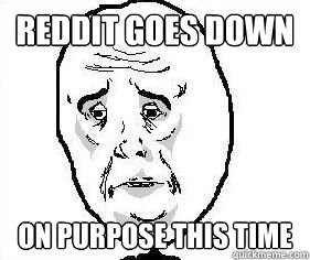 Reddit goes down on purpose this time  Okay guy great meme