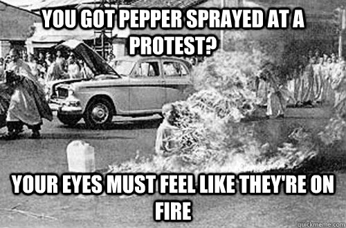 you got pepper sprayed at a protest? Your eyes must feel like they're on fire - you got pepper sprayed at a protest? Your eyes must feel like they're on fire  Misc