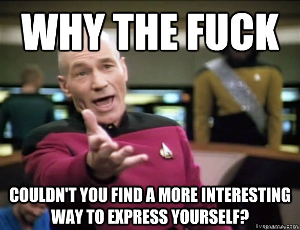 why the fuck couldn't you find a more interesting way to express yourself?  Annoyed Picard HD