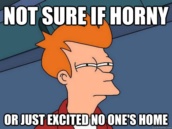 Not sure if horny Or just excited no one's home - Not sure if horny Or just excited no one's home  Futurama Fry.png