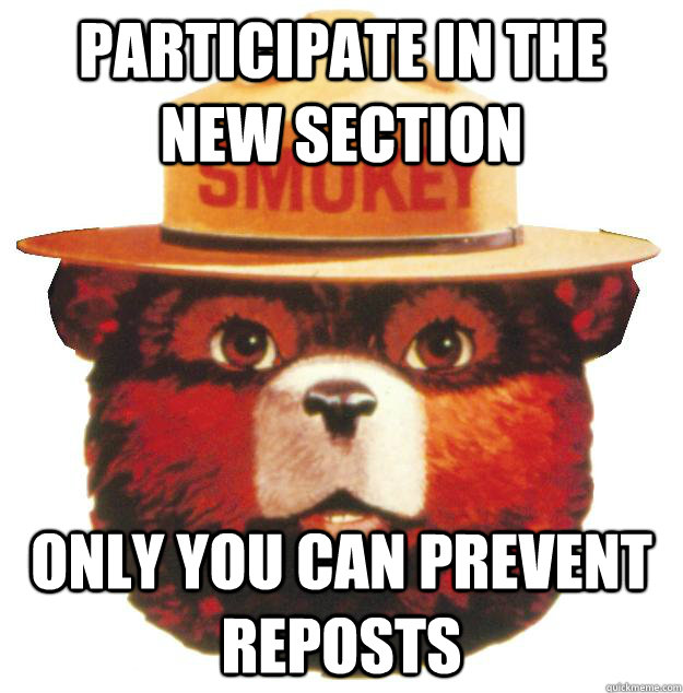 Participate in the new section Only you can prevent reposts  