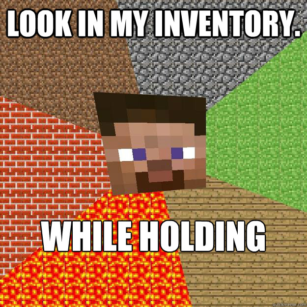 LOOK IN MY INVENTORY. WHILE HOLDING SHIFT  Minecraft