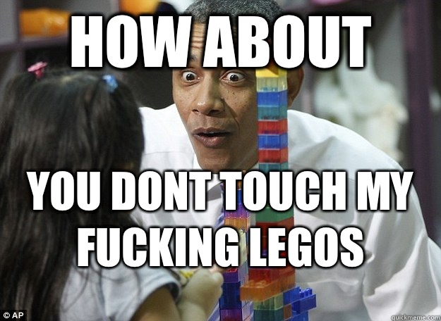 How about You dont touch my fucking legos

  