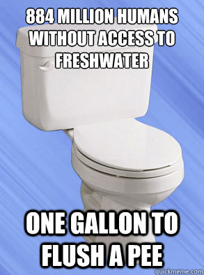 884 million humans without access to freshwater One gallon to flush a pee  Scumbag Toilet