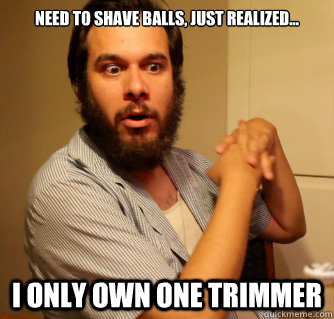 need to shave balls, Just realized... I only own one trimmer - need to shave balls, Just realized... I only own one trimmer  astounded beard guy