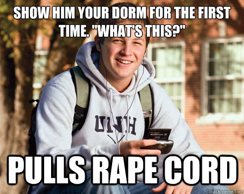 Show him your dorm for the first time. 