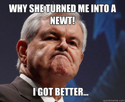 Why she turned me into a newt! I got better...  