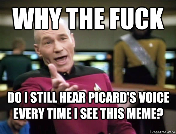 why the fuck Do I still hear Picard's voice every time I see this meme?  Annoyed Picard HD