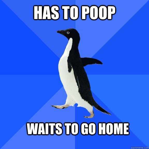 has to poop waits to go home  Socially Awkward Penguin