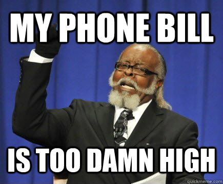 my phone bill is too damn high  Too Damn High