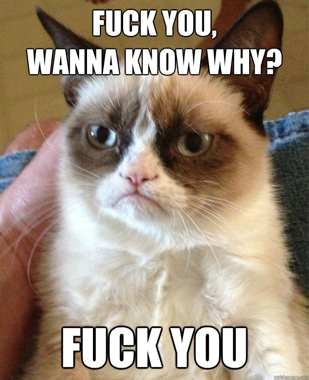 fuck you,
wanna know why? fuck you  Grumpy Cat