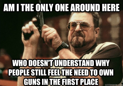 Am I the only one around here Who doesn't understand why people still feel the need to own guns in the first place - Am I the only one around here Who doesn't understand why people still feel the need to own guns in the first place  Am I the only one
