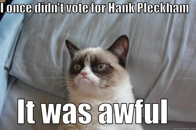 I ONCE DIDN'T VOTE FOR HANK PLECKHAM   IT WAS AWFUL  Grumpy Cat