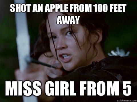 Shot an apple from 100 feet away Miss girl from 5  Hunger Games