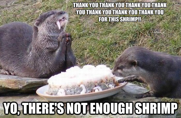 thank you thank you thank you thank you thank you thank you thank you for this shrimp!! yo, there's not enough shrimp  The Problem