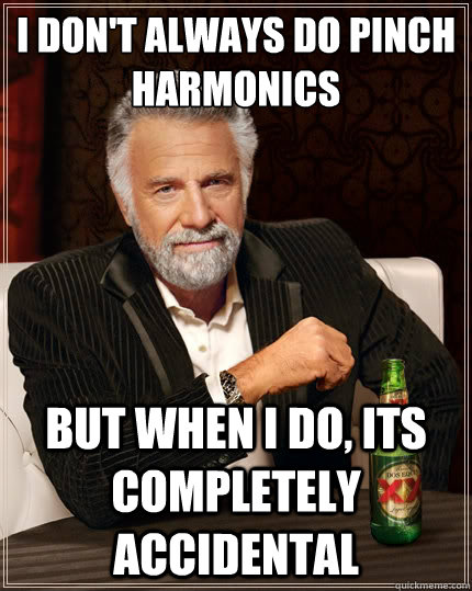 I don't always do pinch harmonics But when i do, Its completely accidental  The Most Interesting Man In The World