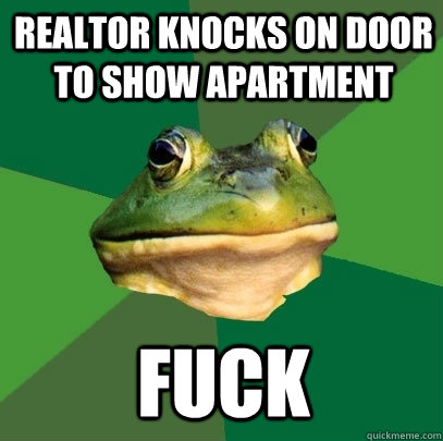 realtor knocks on door to show apartment fuck  Foul Bachelor Frog