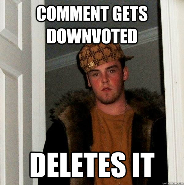 Comment gets Downvoted Deletes it  Scumbag Steve