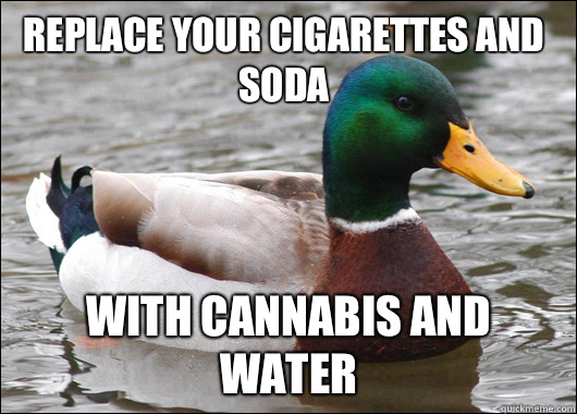 Replace your cigarettes and soda  With cannabis and water   Actual Advice Mallard