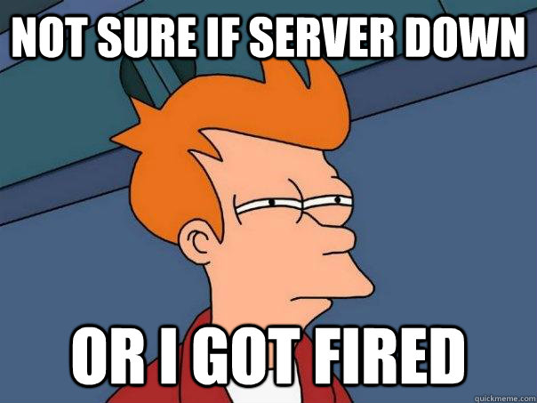 Not sure if server down Or I got fired  Futurama Fry