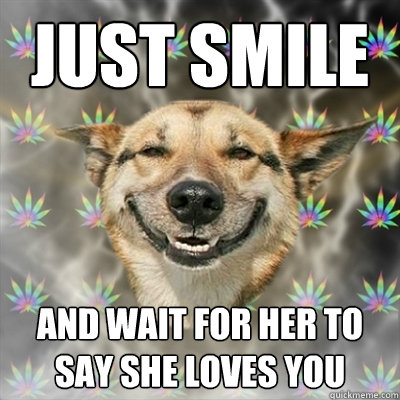 just smile and wait for her to say she loves you  Stoner Dog