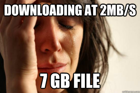 Downloading at 2MB/s 7 Gb File  First World Problems