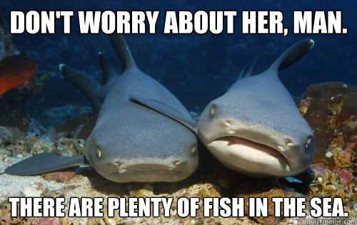 Don't worry about her, man. There are plenty of fish in the sea.  Compassionate Shark Friend