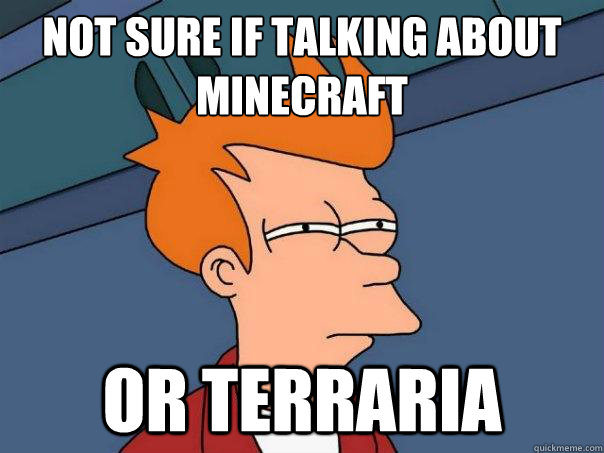 Not sure if talking about minecraft Or terraria - Not sure if talking about minecraft Or terraria  Futurama Fry