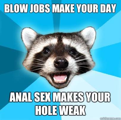 blow jobs make your day anal sex makes your hole weak   Lame Pun Coon