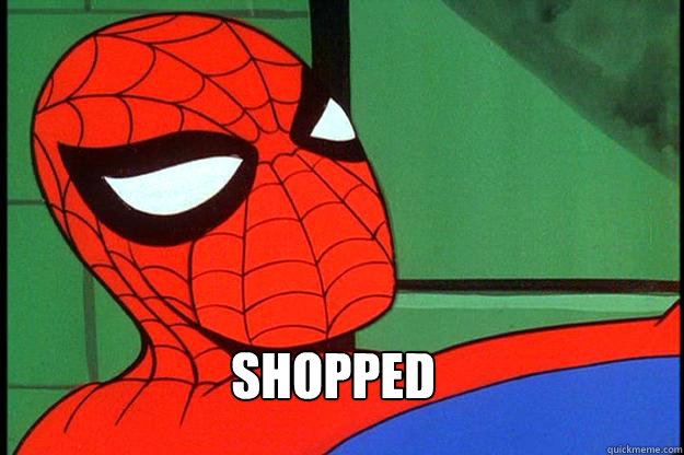 shopped - shopped  Spiderman look back