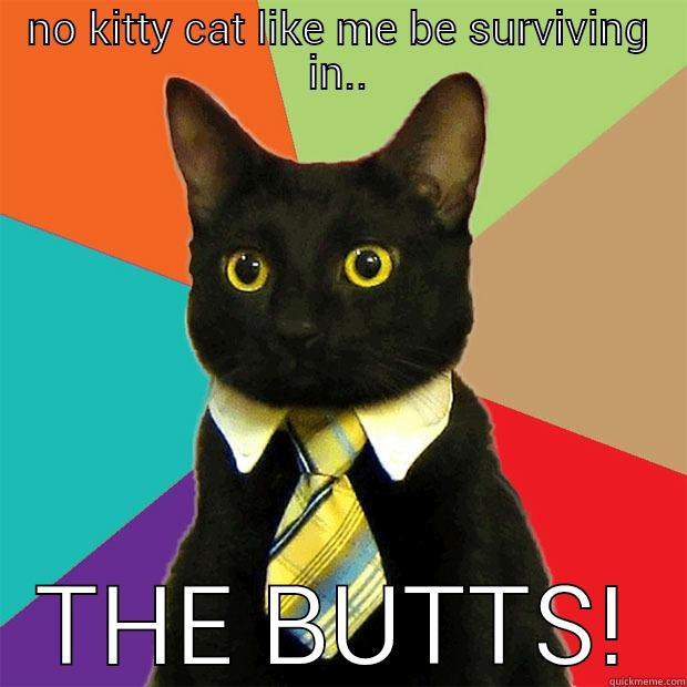 NO KITTY CAT LIKE ME BE SURVIVING IN.. THE BUTTS! Business Cat