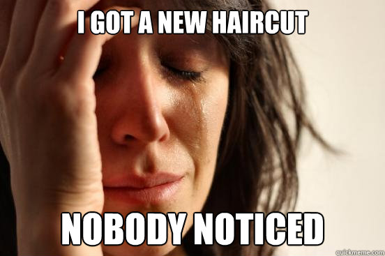 I got a new haircut nobody noticed  First World Problems