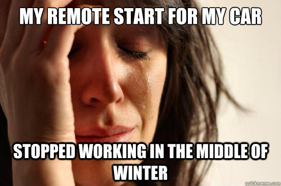 My remote start for my car Stopped working in the middle of winter - My remote start for my car Stopped working in the middle of winter  First World Problems
